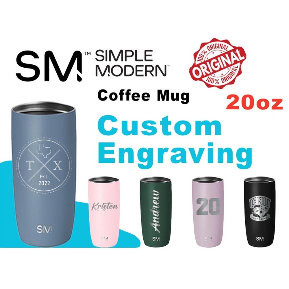 Personalized 20oz Simple Modern Coffee Tumbler: Laser Engraved Stainless Steel